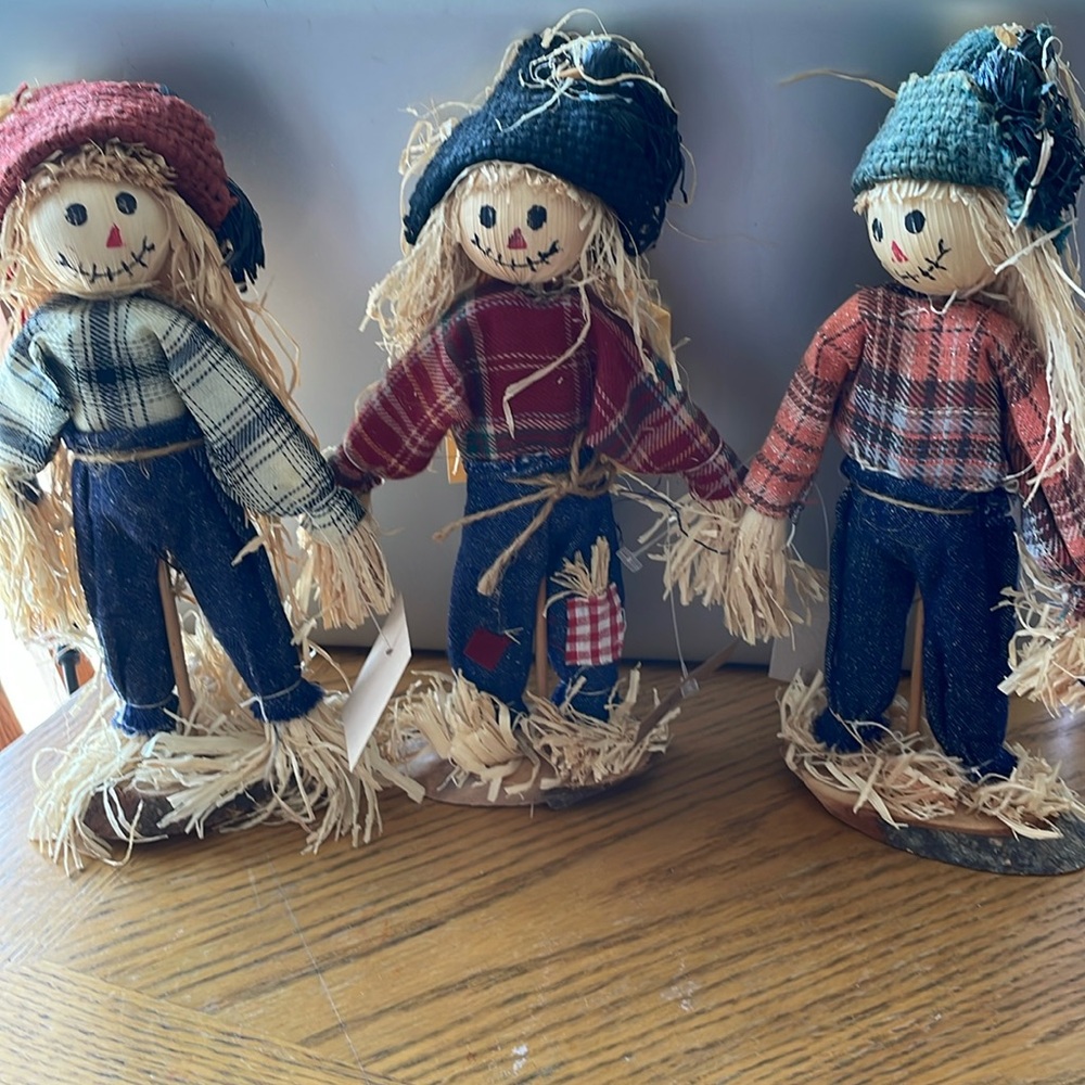 3 Handcrafted Scarecrows Decorations
